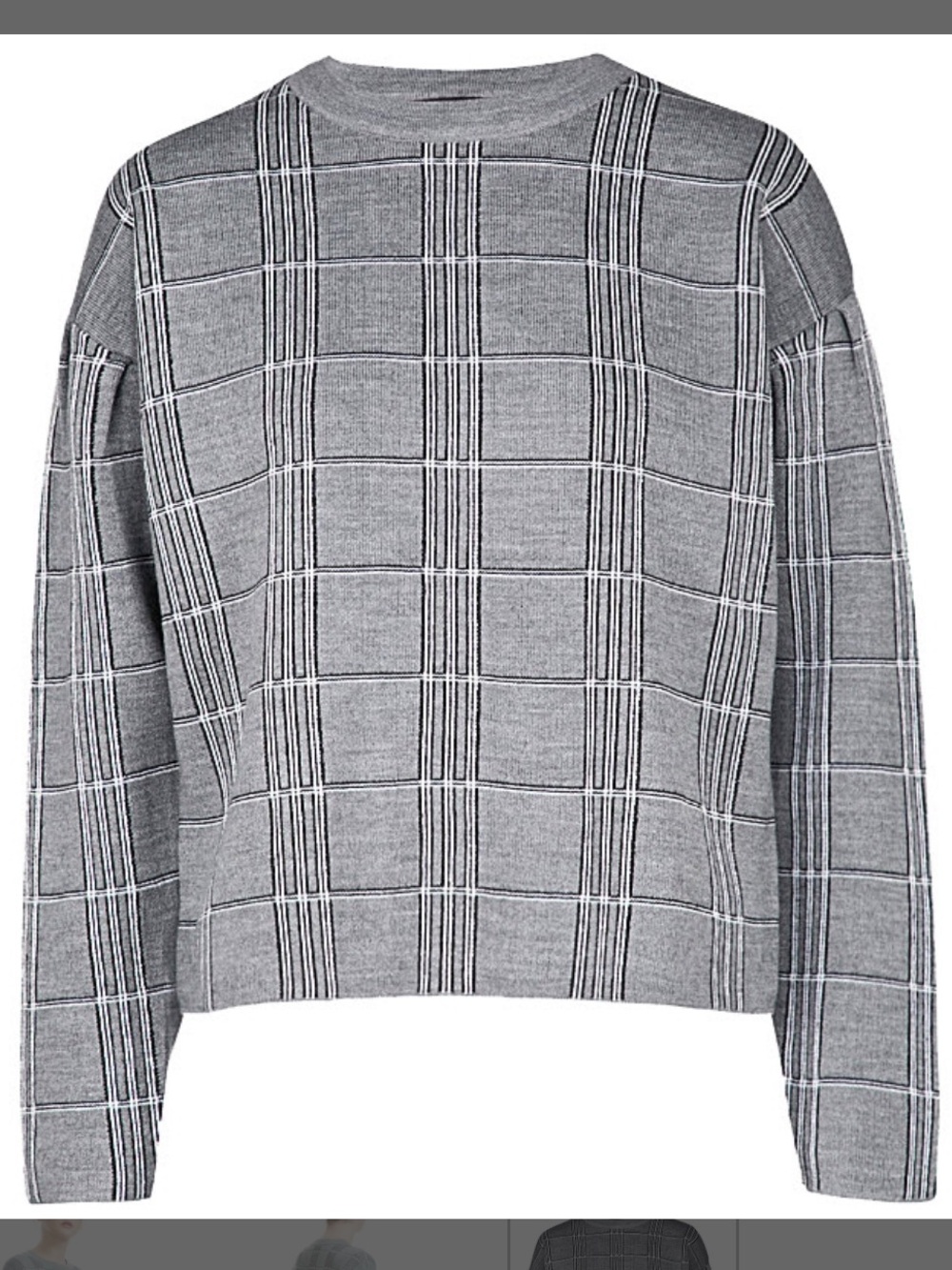 Maje Gray Windowpane Crewneck Sweater